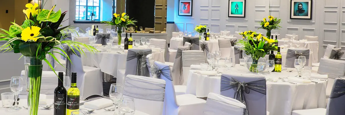 Tables set up for a wedding